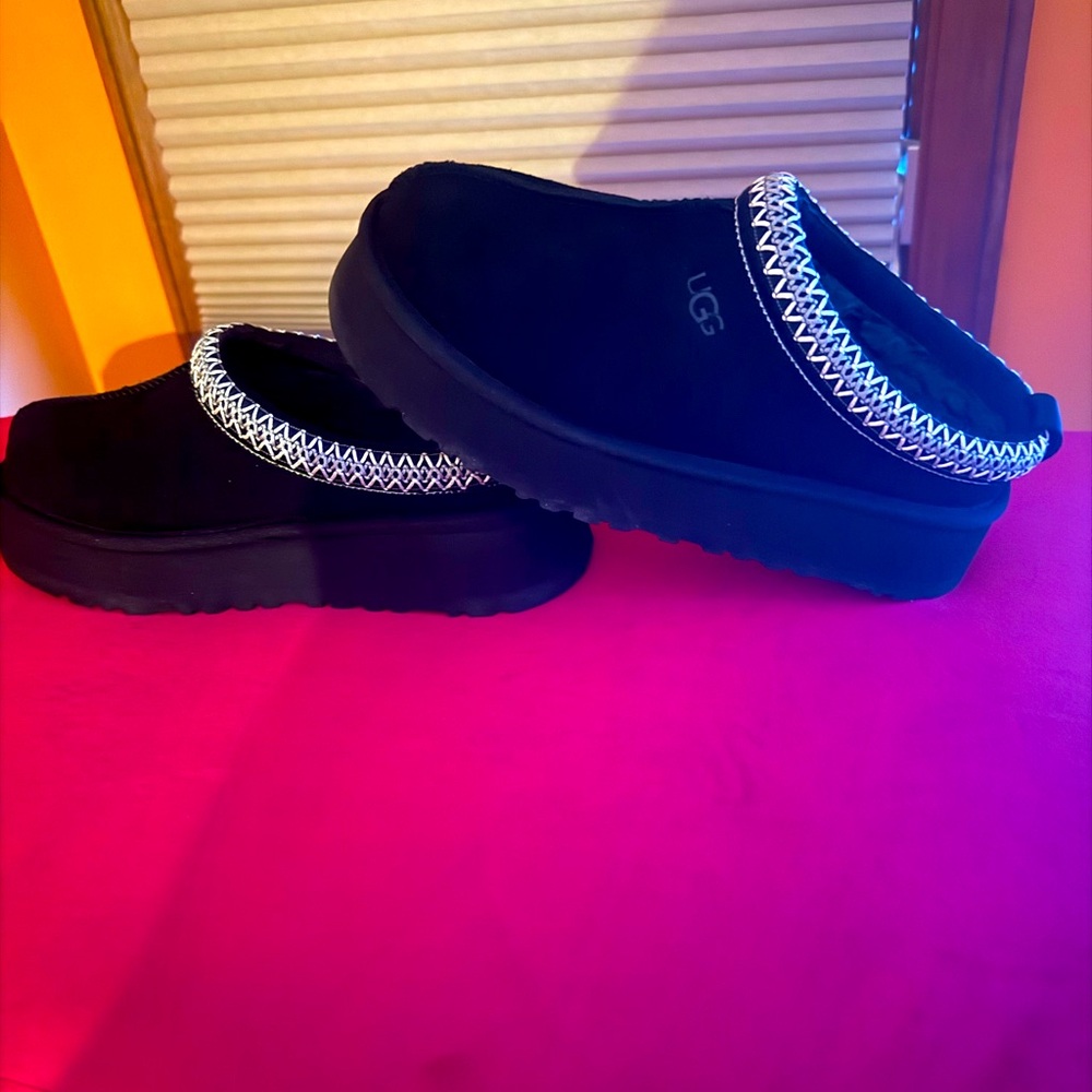 UGG Black Mules with White Trim